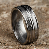 The Echo Men's Wedding Band in Damascus Steel - 8mm Width by Forge