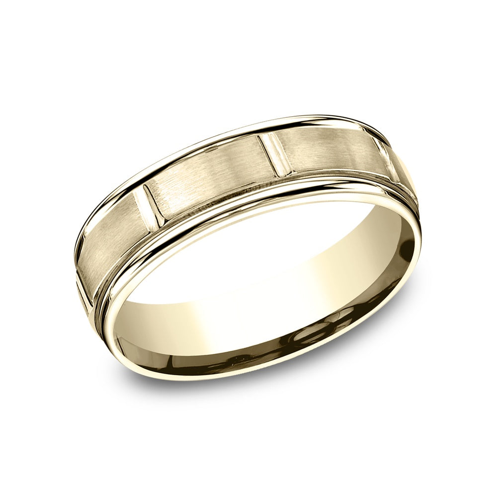 The Eclipse Men's Wedding Band in 14K Yellow Gold - 6.5mm Width by Benchmark