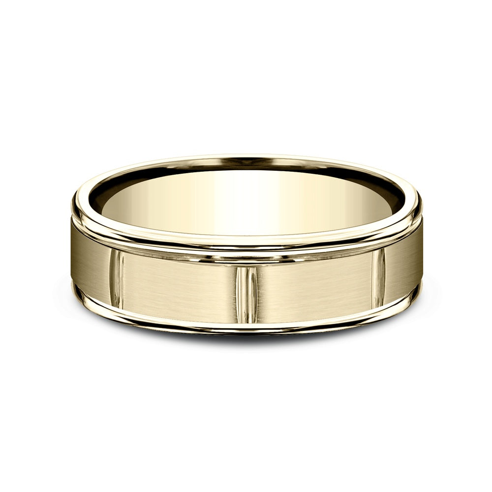The Eclipse Men's Wedding Band in 14K Yellow Gold - 6.5mm Width by Benchmark