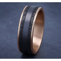The Edge Men's Wedding Band in 14K Rose Gold and Grey Tantalum - 7.5mm Width by Ammara Stone
