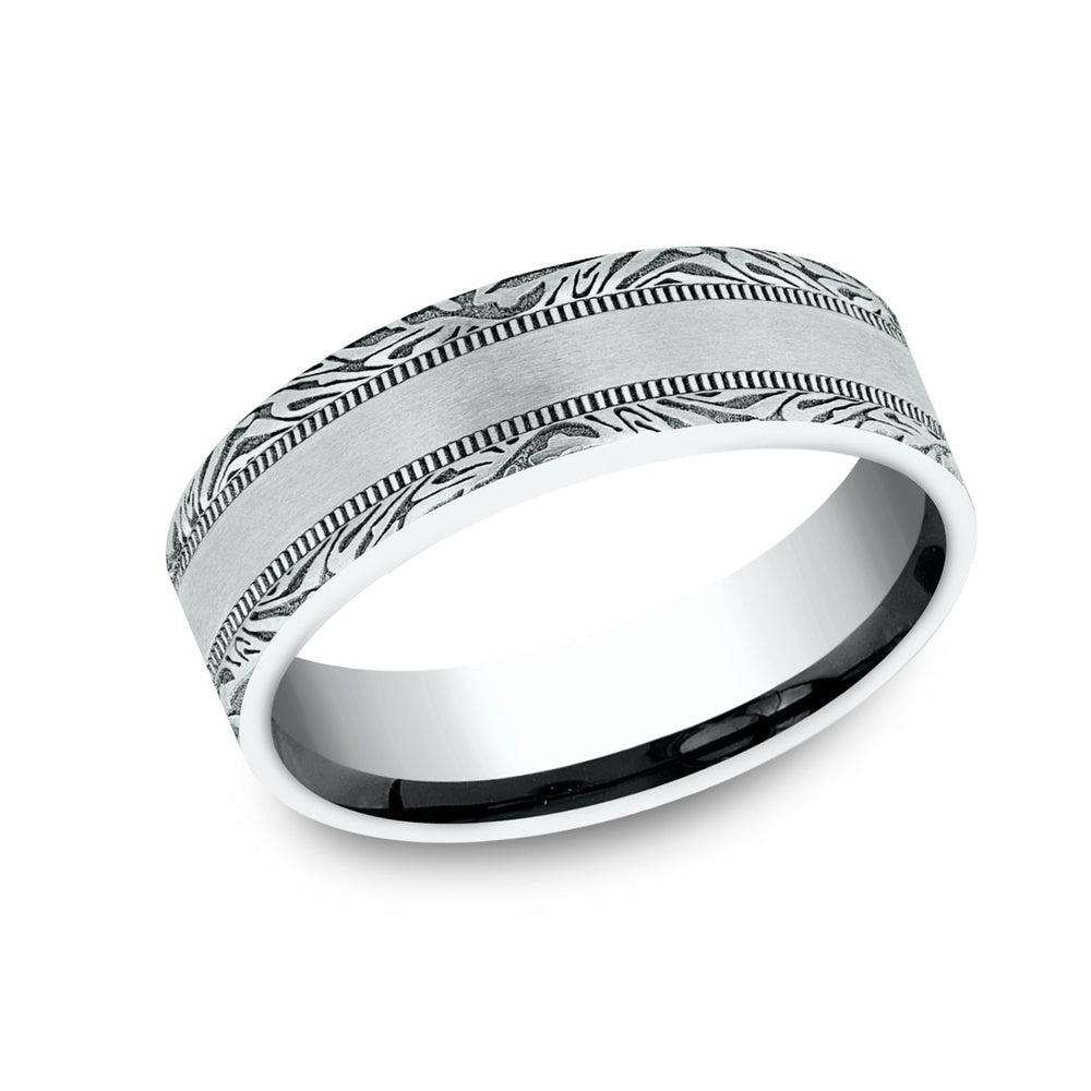 The Edge Men's Wedding Band in 14K White Gold - 7mm Width by Benchmark