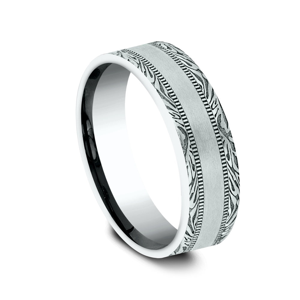 The Edge Men's Wedding Band in 14K White Gold - 7mm Width by Benchmark