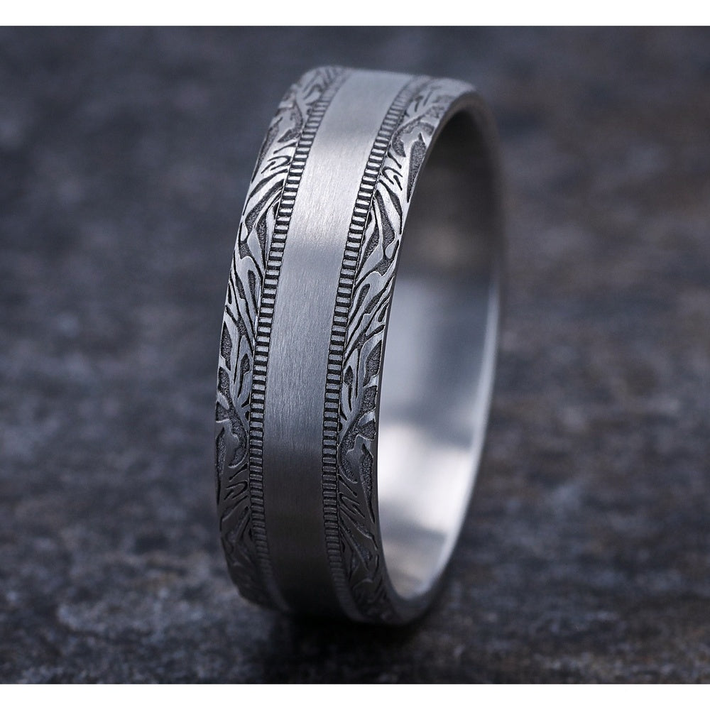The Edge Men's Wedding Band in 14K White Gold - 7mm Width by Benchmark