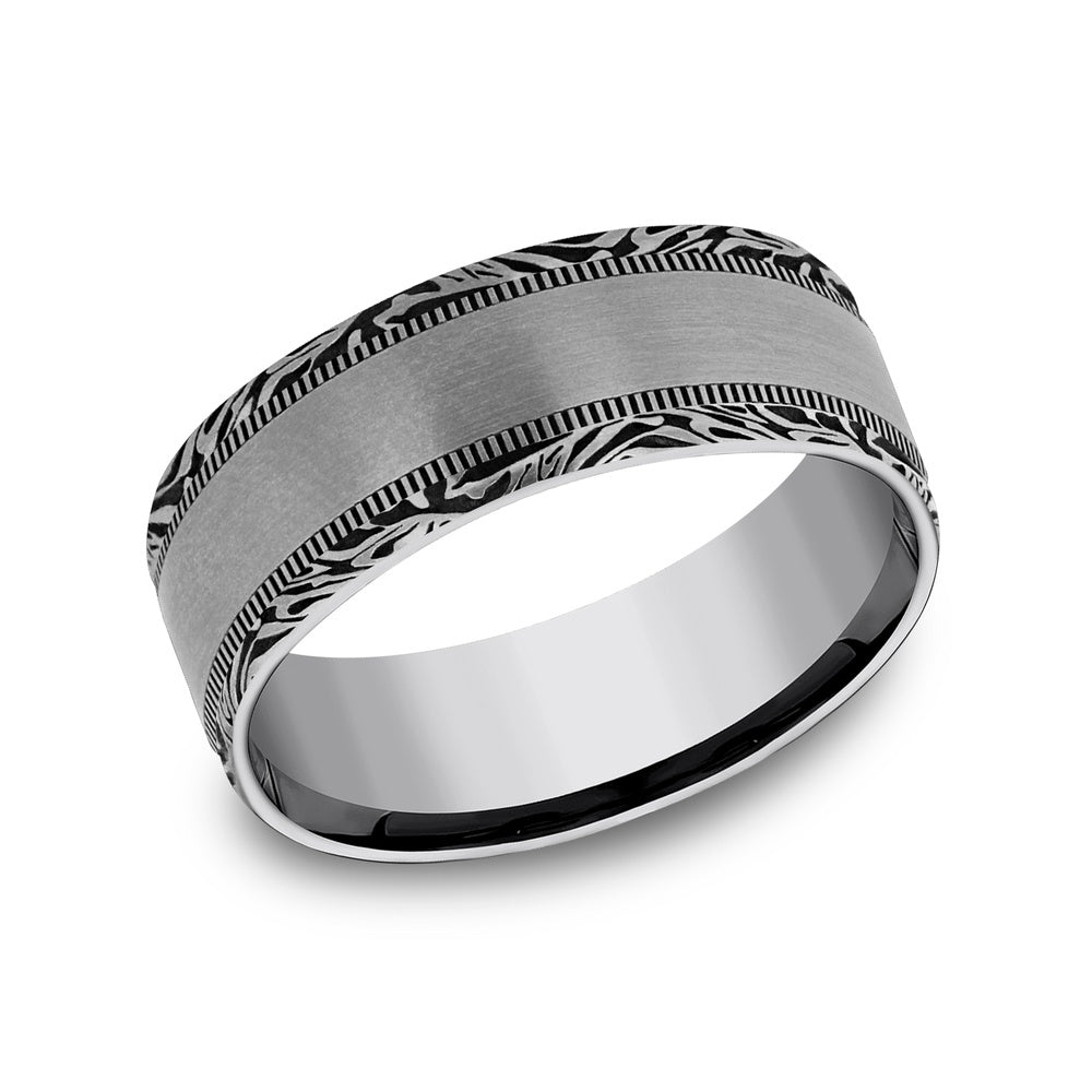 The Edge Men's Wedding Band in Tungsten - 8mm Width by Forge