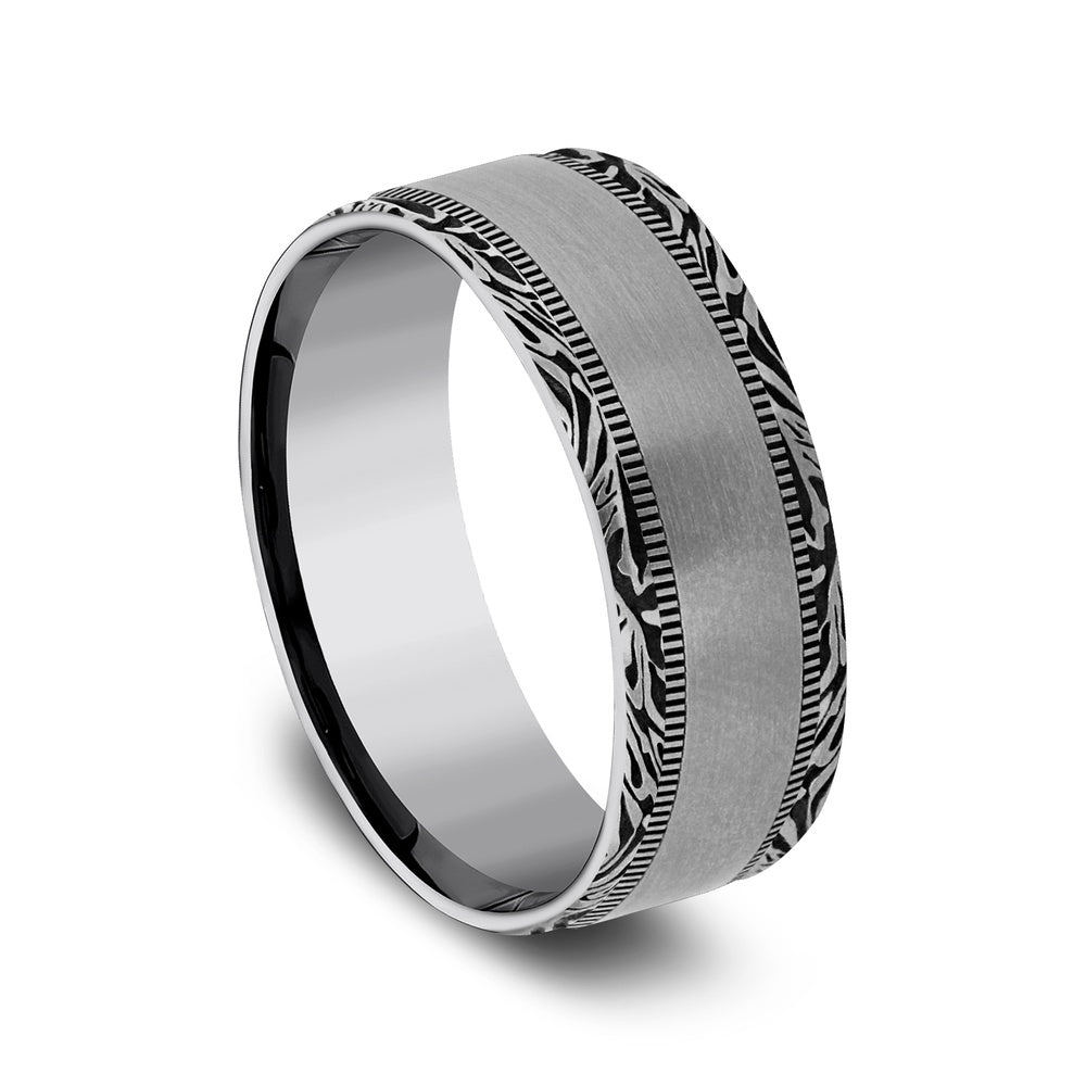 The Edge Men's Wedding Band in Tungsten - 8mm Width by Forge