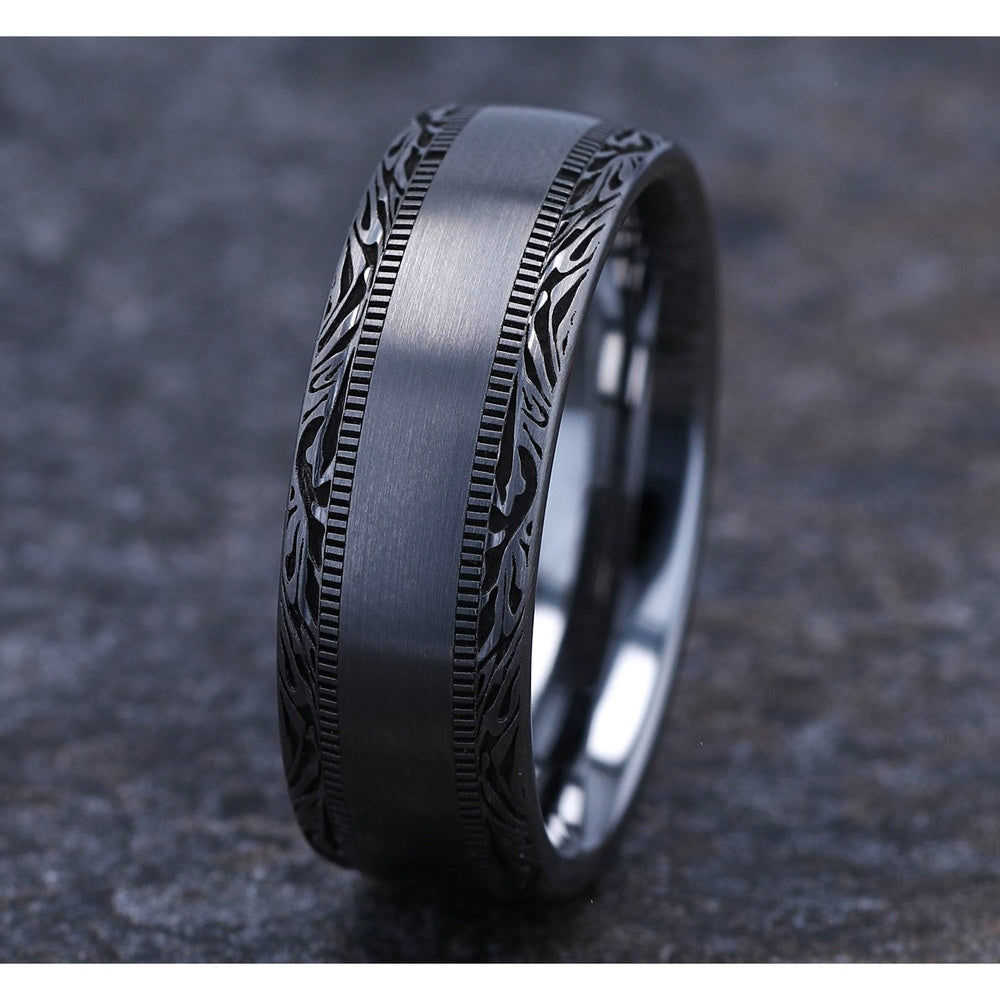 The Edge Men's Wedding Band in Tungsten - 8mm Width by Forge