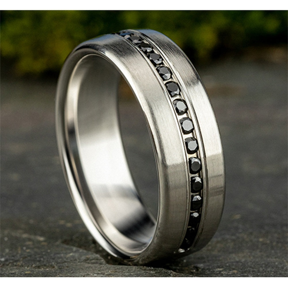 The Edison Men's Wedding Band in 14K White Gold - 7.5mm Width by Benchmark