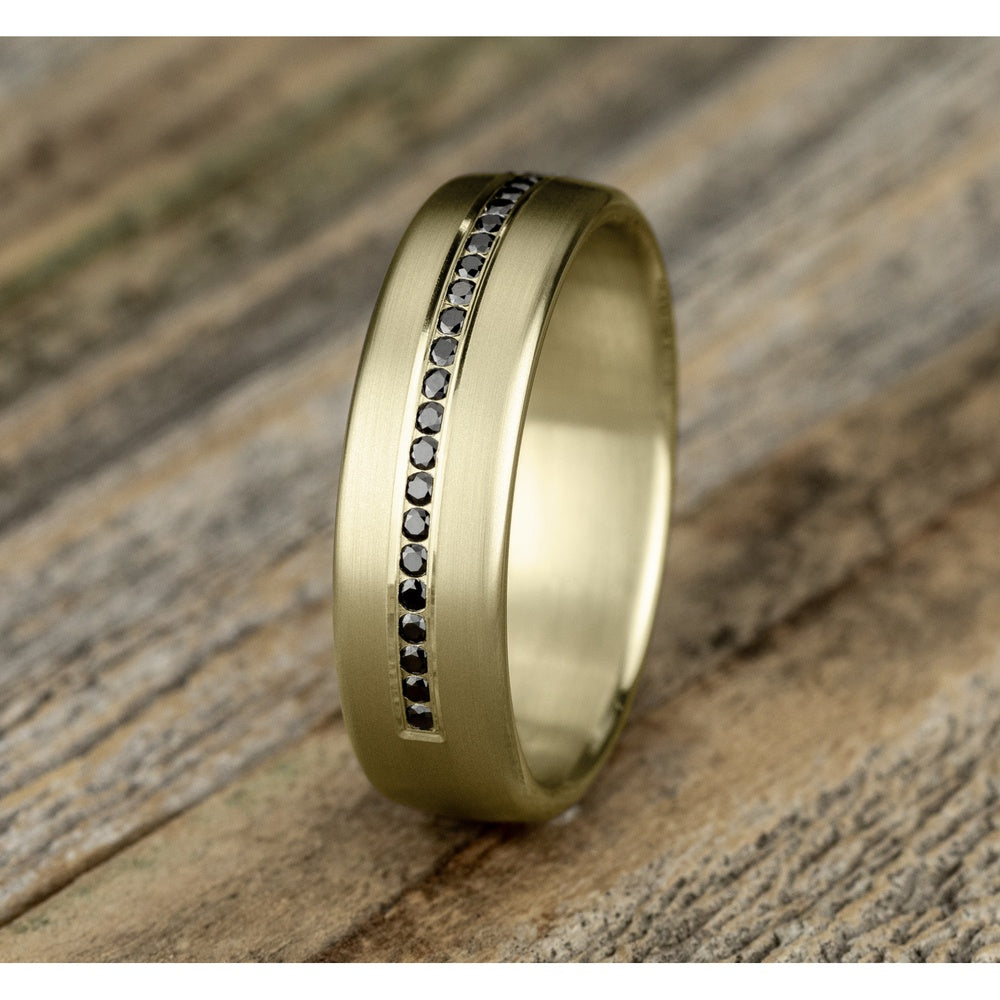 The Edison Men's Wedding Band in 14K Yellow Gold - 6.5mm Width by Benchmark
