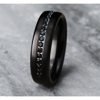 The Edison Men's Wedding Band in Black Titanium - 6.5mm Width by Forge