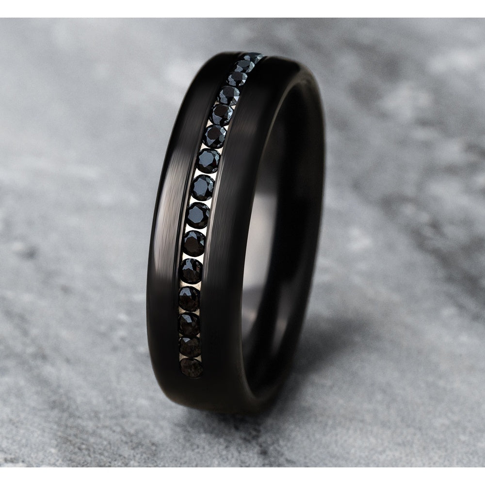 The Edison Men's Wedding Band in Black Titanium - 6.5mm Width by Forge