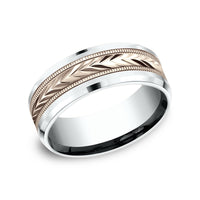 The Elector Men's Wedding Band in 14K White and Rose Gold - 8mm Width by Benchmark