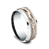 The Elector Men's Wedding Band in 14K White and Rose Gold - 8mm Width by Benchmark