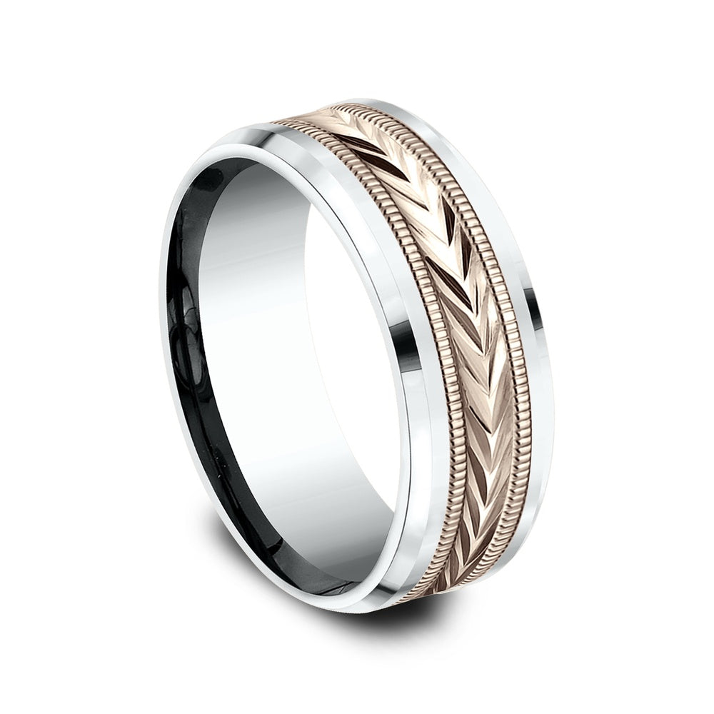 The Elector Men's Wedding Band in 14K White and Rose Gold - 8mm Width by Benchmark