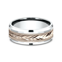 The Elector Men's Wedding Band in 14K White and Rose Gold - 8mm Width by Benchmark