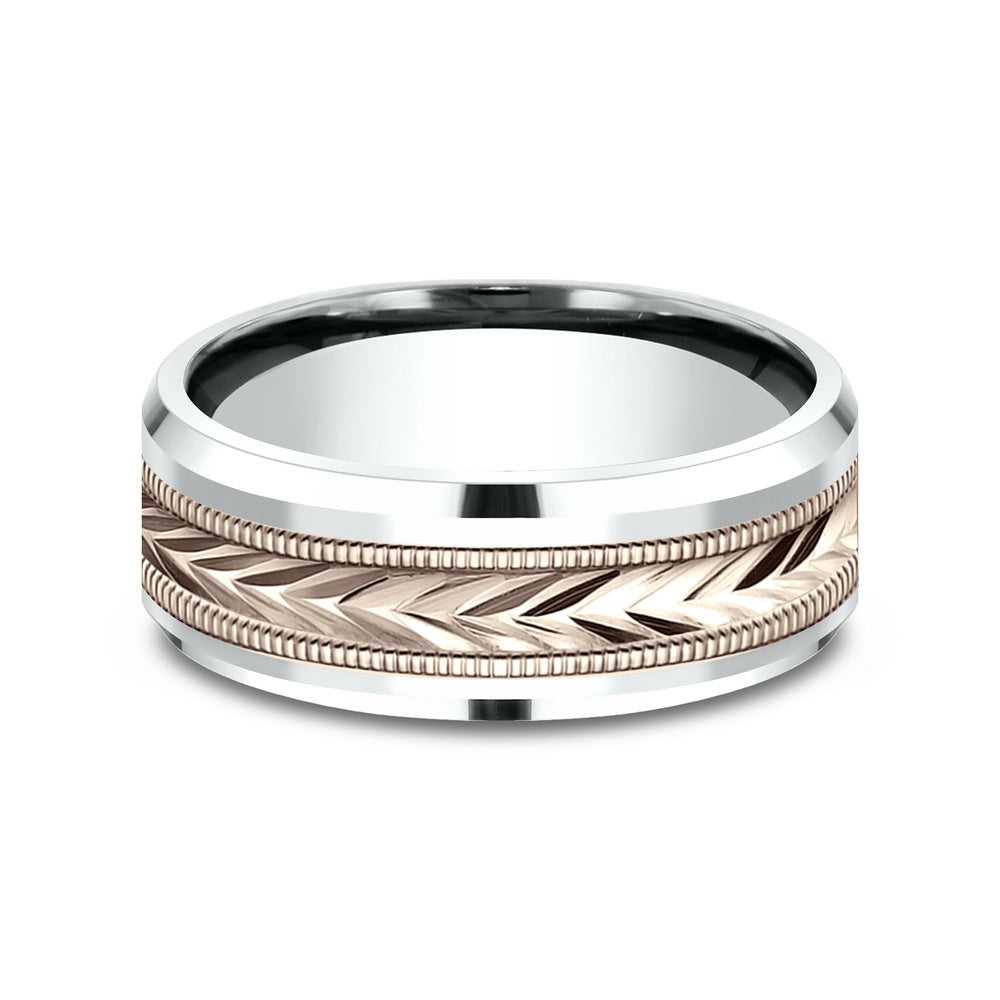 The Elector Men's Wedding Band in 14K White and Rose Gold - 8mm Width by Benchmark