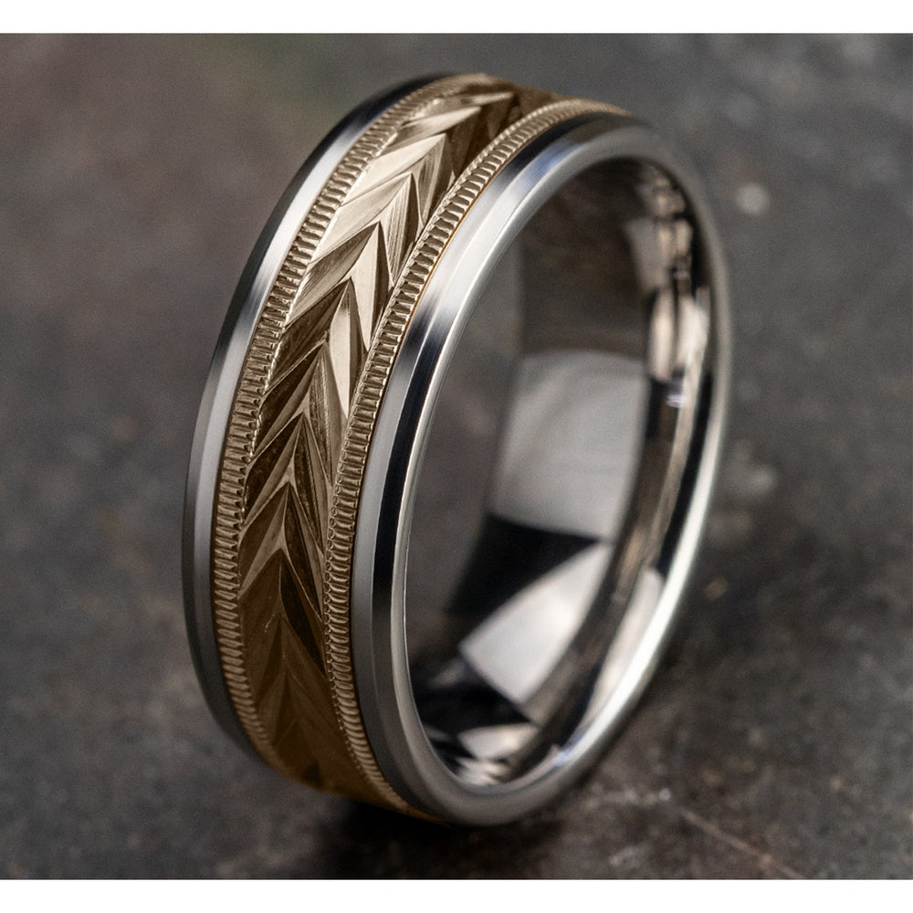 The Elector Men's Wedding Band in 14K White and Rose Gold - 8mm Width by Benchmark