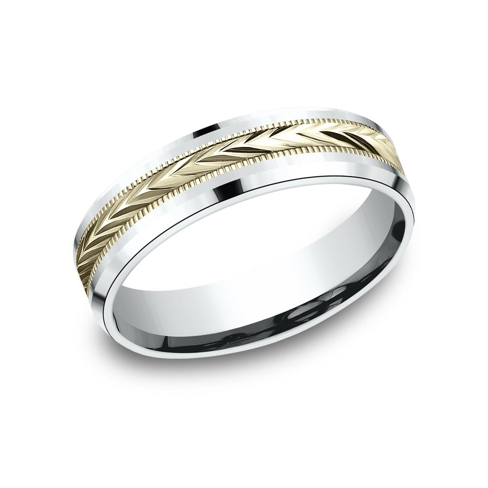 The Elector Men's Wedding Band in 14K White and Yellow Gold - 6mm Width by Benchmark