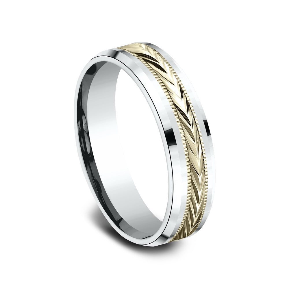 The Elector Men's Wedding Band in 14K White and Yellow Gold - 6mm Width by Benchmark