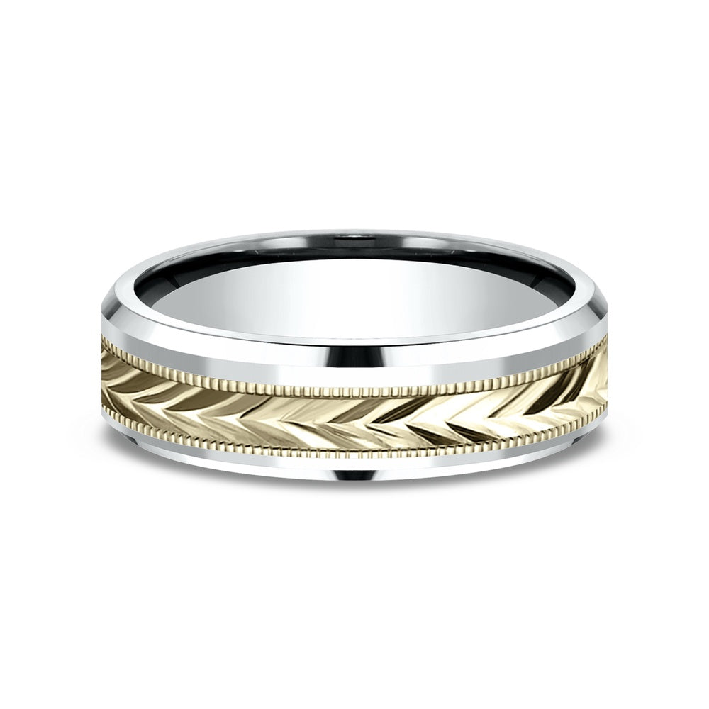 The Elector Men's Wedding Band in 14K White and Yellow Gold - 6mm Width by Benchmark