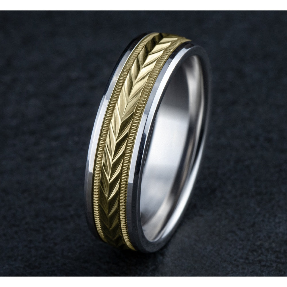 The Elector Men's Wedding Band in 14K White and Yellow Gold - 6mm Width by Benchmark