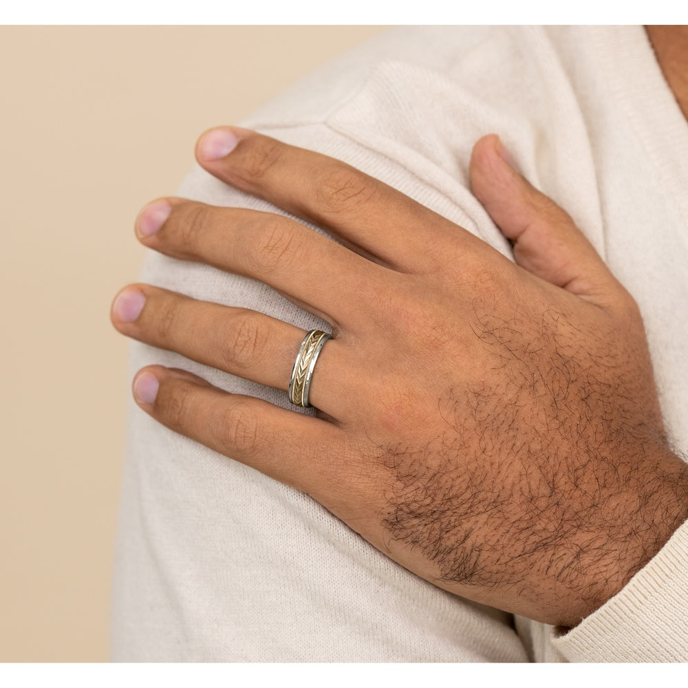 The Elector Men's Wedding Band in 14K White and Yellow Gold - 6mm Width by Benchmark