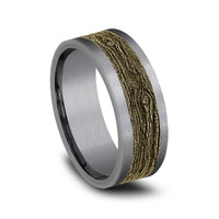 The Elm Men's Wedding Band in Grey Tantalum and 14K Yellow Gold - 8mm Width by Ammara Stone