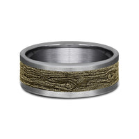 The Elm Men's Wedding Band in Grey Tantalum and 14K Yellow Gold - 8mm Width by Ammara Stone