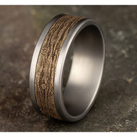 The Elm Men's Wedding Band in Grey Tantalum and 14K Yellow Gold - 8mm Width by Ammara Stone