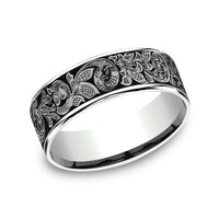 The Embassy Men's Wedding Band in 14K White Gold and Grey Tantalum - 7.5mm Width by Ammara Stone