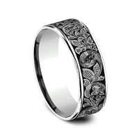 The Embassy Men's Wedding Band in 14K White Gold and Grey Tantalum - 7.5mm Width by Ammara Stone