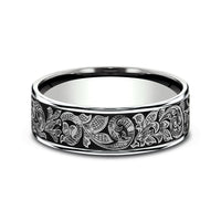 The Embassy Men's Wedding Band in 14K White Gold and Grey Tantalum - 7.5mm Width by Ammara Stone