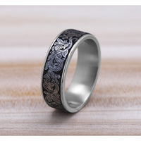 The Embassy Men's Wedding Band in 14K White Gold and Grey Tantalum - 7.5mm Width by Ammara Stone