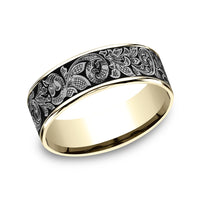 The Embassy Men's Wedding Band in 14K Yellow Gold and Grey Tantalum - 7.5mm Width by Ammara Stone