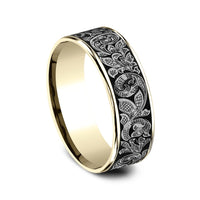 The Embassy Men's Wedding Band in 14K Yellow Gold and Grey Tantalum - 7.5mm Width by Ammara Stone