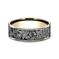 The Embassy Men's Wedding Band in 14K Yellow Gold and Grey Tantalum - 7.5mm Width by Ammara Stone