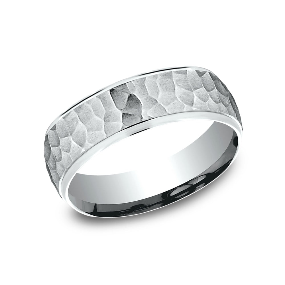 The Ember Men's Wedding Band in 14K White Gold - 6.5mm Width by Benchmark