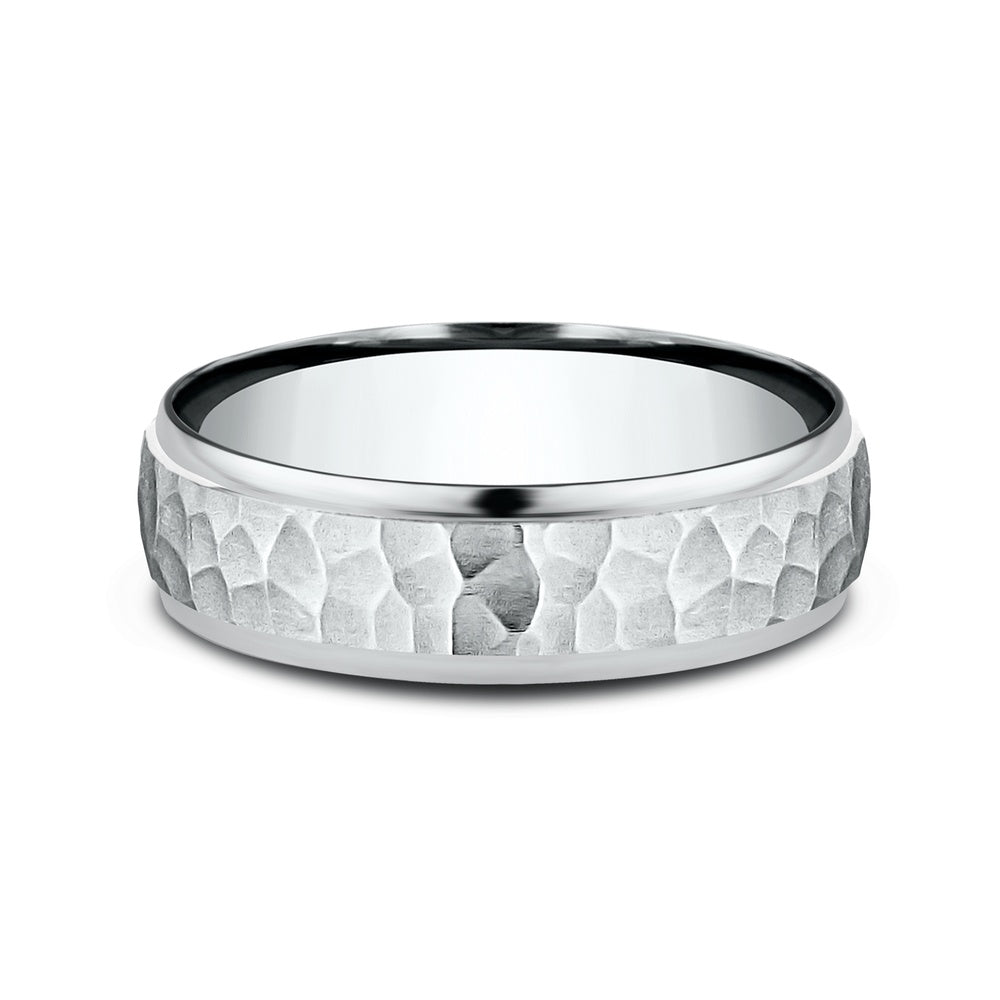 The Ember Men's Wedding Band in 14K White Gold - 6.5mm Width by Benchmark