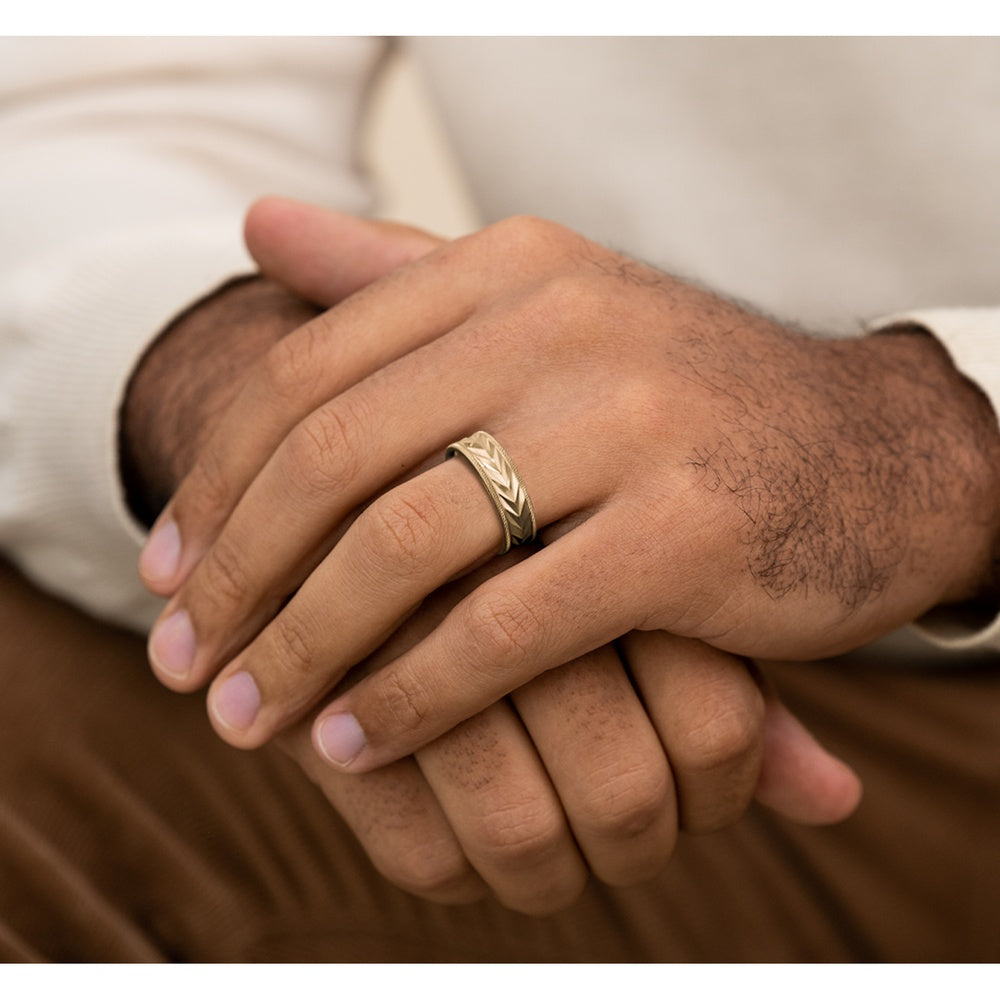 The Emmer Men's Wedding Band in 14K Yellow Gold - 7mm Width by Benchmark