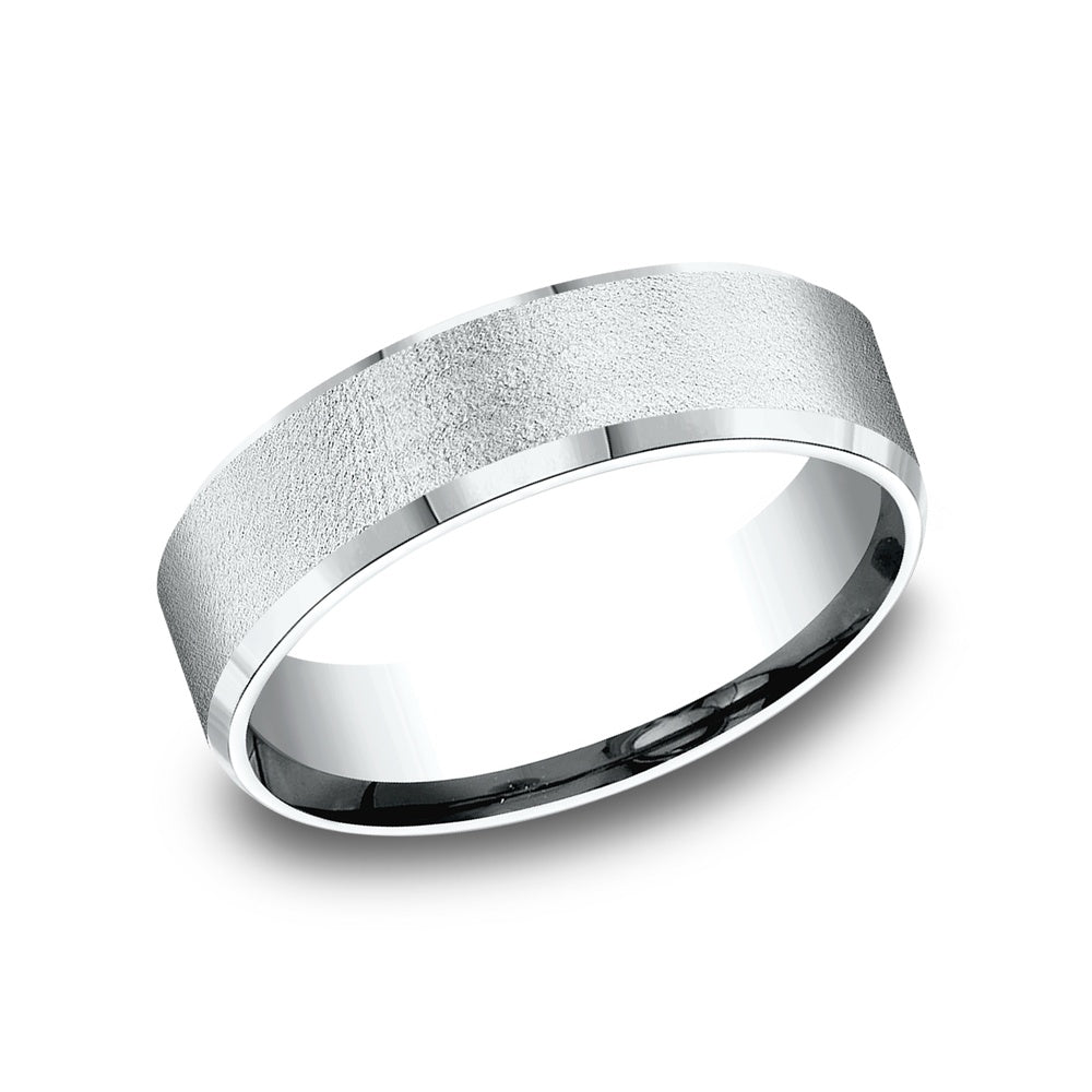 The Envoy Men's Wedding Band in 14K White Gold - 6.5mm Width by Benchmark