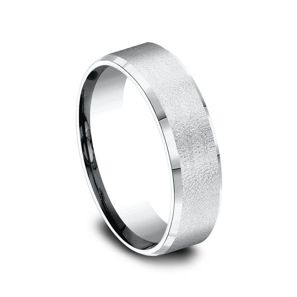 The Envoy Men's Wedding Band in 14K White Gold - 6.5mm Width by Benchmark