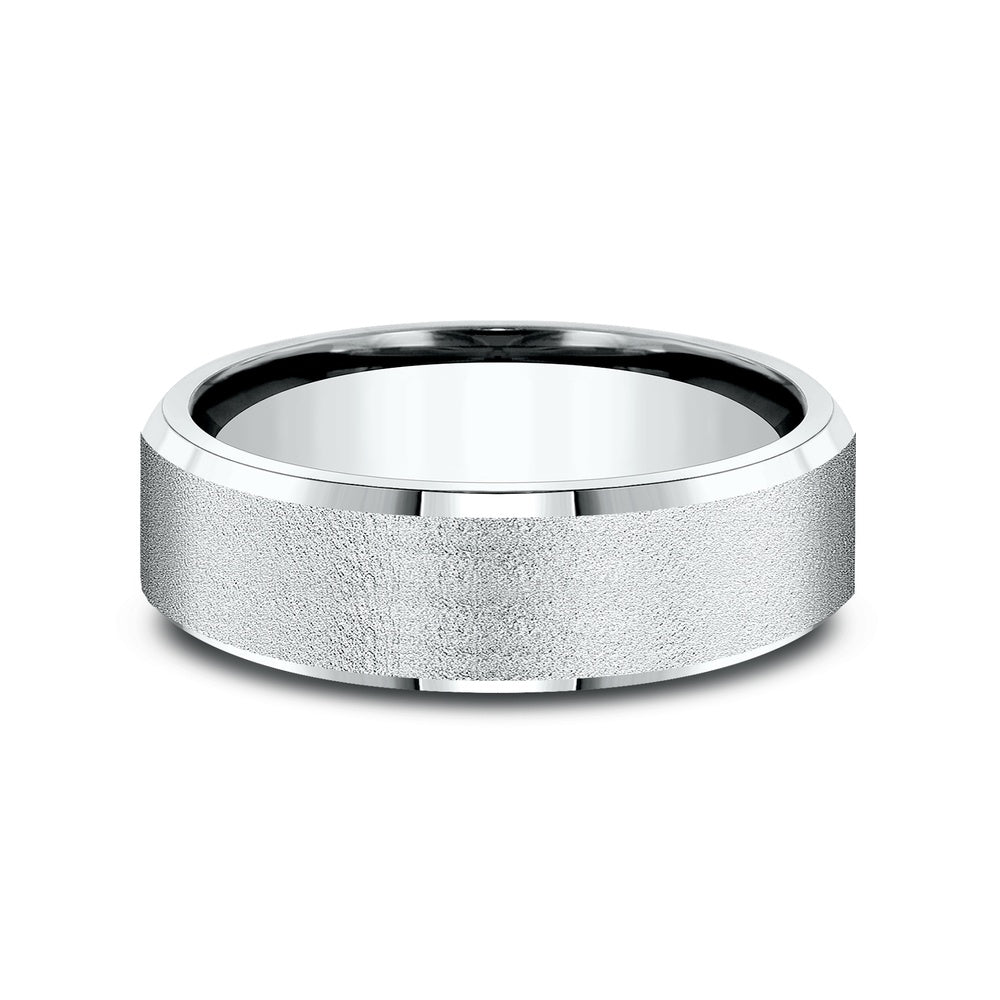 The Envoy Men's Wedding Band in 14K White Gold - 6.5mm Width by Benchmark