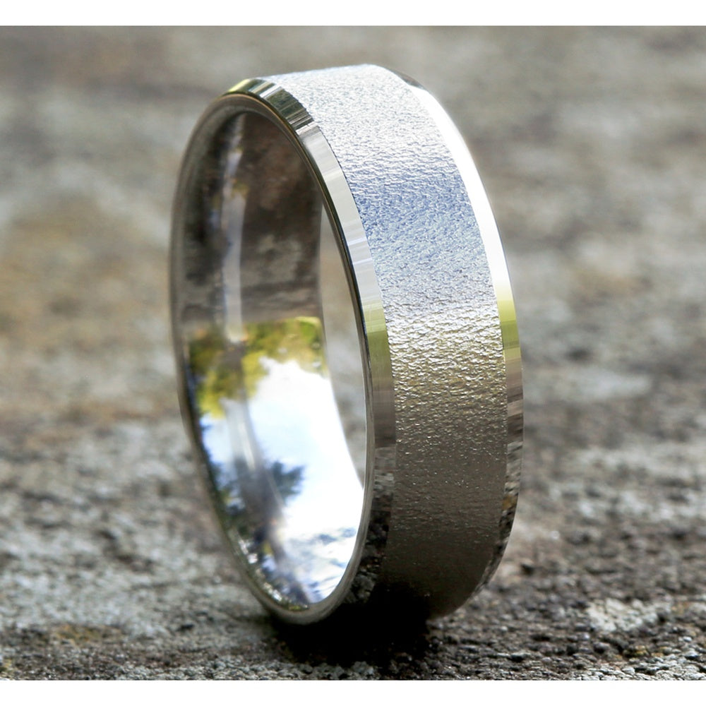 The Envoy Men's Wedding Band in 14K White Gold - 6.5mm Width by Benchmark