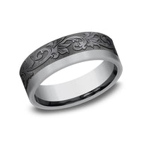 The Esquire Men's Wedding Band in Grey and Tantalum - 7mm Width by Tantalum