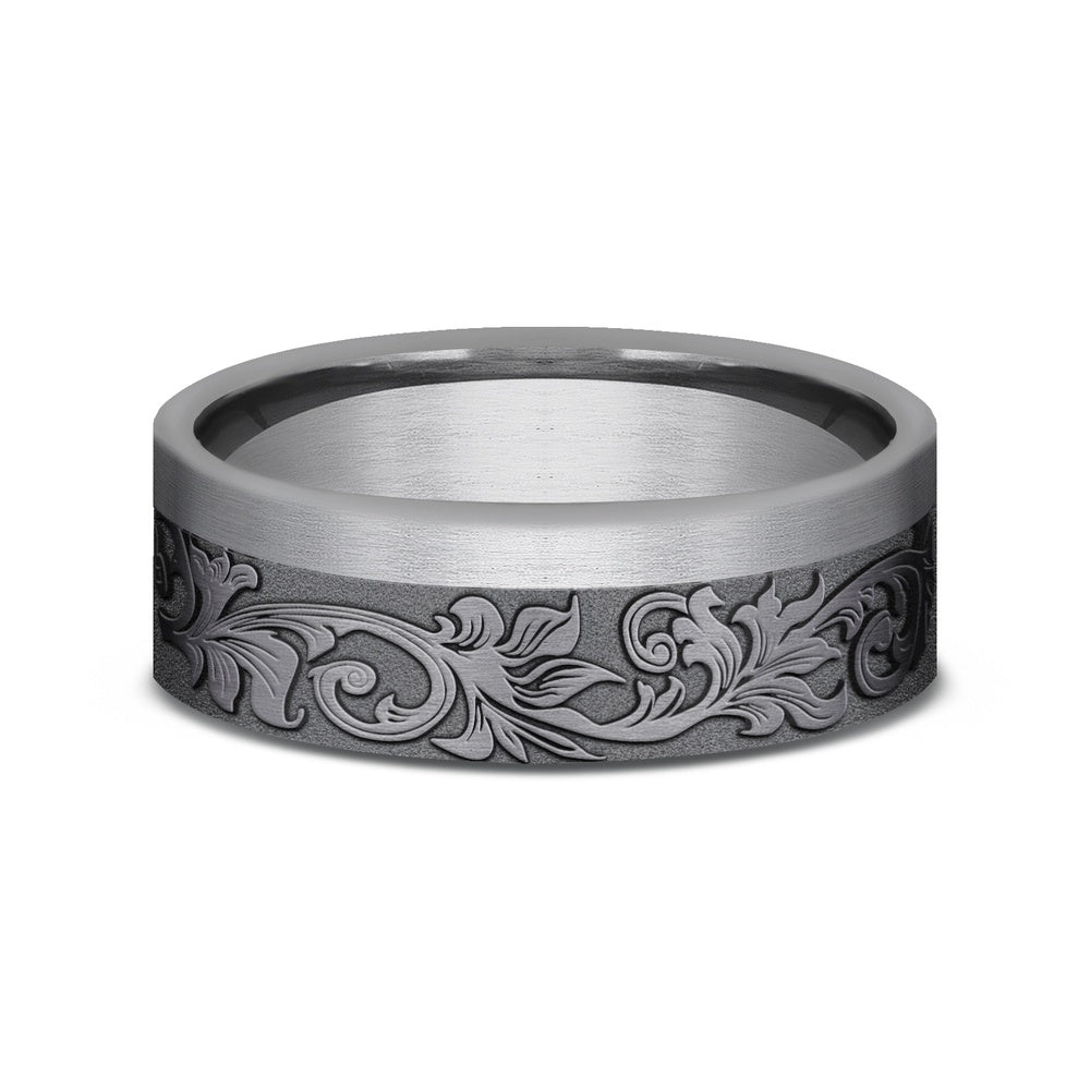 The Esquire Men's Wedding Band in Grey and Tantalum - 7mm Width by Tantalum