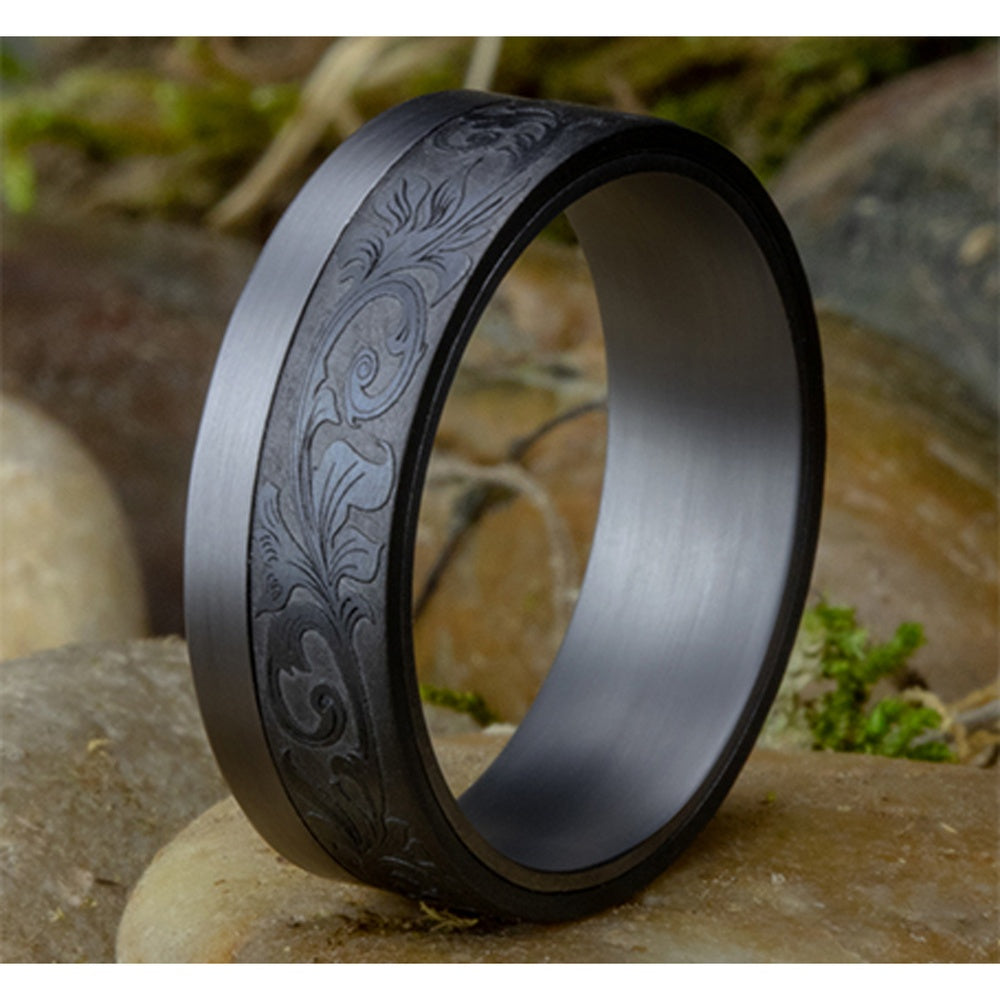 The Esquire Men's Wedding Band in Grey and Tantalum - 7mm Width by Tantalum