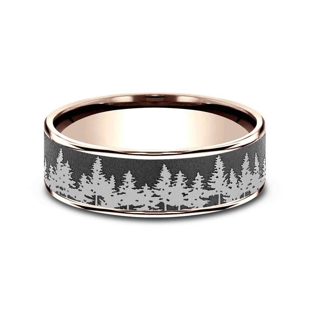 The Evergreen Men's Wedding Band in 14K Rose Gold and Darkened Tantalum - 7.5mm Width by Brook and Branch