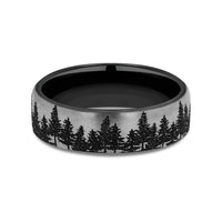 The Evergreen Men's Wedding Band in Grey/Black Titanium - 6.5mm Width by Brook and Branch
