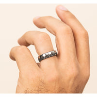 The Evergreen Men's Wedding Band in Grey/Black Titanium - 6.5mm Width by Brook and Branch