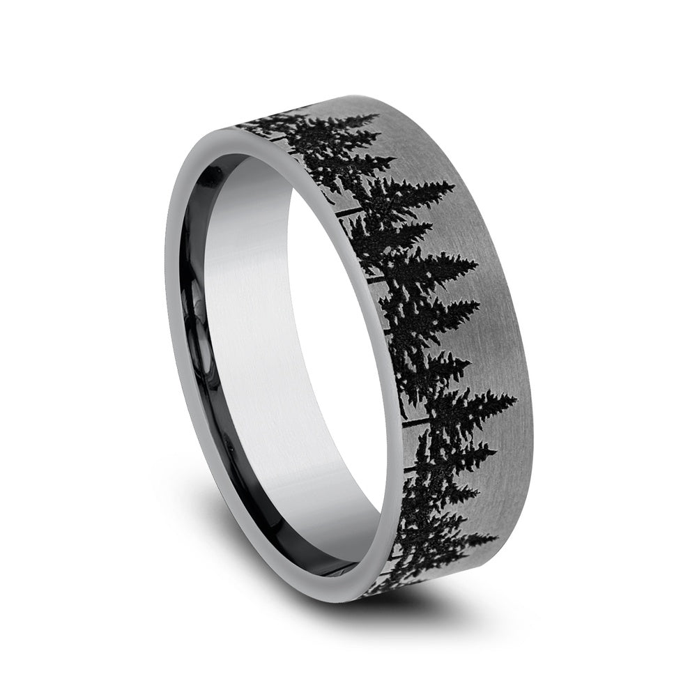 The Evergreen Men's Wedding Band in Grey Tantalum - 7mm Width by Brook and Branch