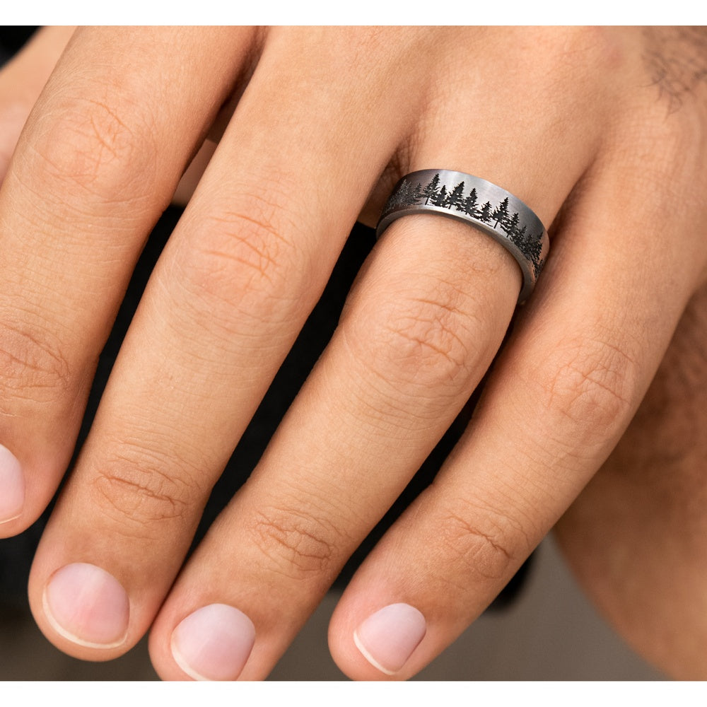 The Evergreen Men's Wedding Band in Grey Tantalum - 7mm Width by Brook and Branch